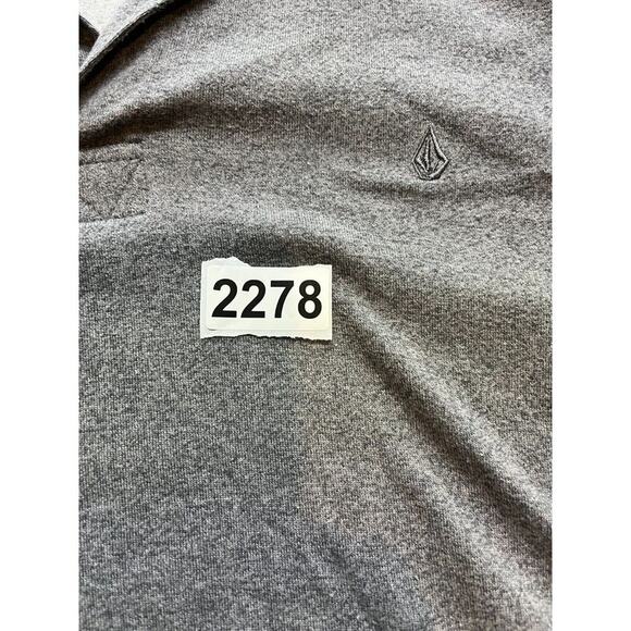 Volcom Banger Polo Shirt Mens Large L Gray Heather Logo Short Sleeve Poly Cotton - Picture 5 of 5